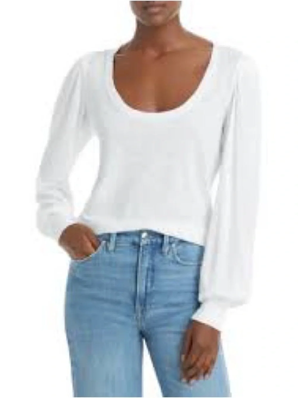 Paige Sylvie White Puff Sleeve long sleeve shirt Size medium